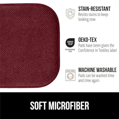 GORILLA GRIP Chair Cushions, Set of 8, 16x16, Memory Foam Pads for Dining Room, Kitchen Table, Office Desk, Rocking Chairs, Stay in Place Backing, Comfortable Microfiber Seat Cover Pad Cushion, Wine