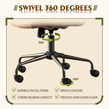 High Back Office Chair,Modern Swivel Office Chair,Brown Suede Fabric Gaming Chair,Height Adjustable Home Office Desk Chair with Lumbar Support