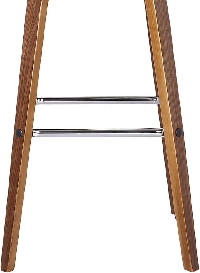 Armen Living Vienna 26" Swivel Counter Stool in Walnut Wood Finish with Cream Faux Leather - Set of 4
