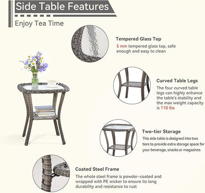Wicker Patio Furniture Set 6 Piece, Outdoor Furniture Patio Conversation Set Includes 1 Three-Seat Sofa, 2 Swivel Rocker Chairs, 2 Ottomans and 1 Side Table,Orange