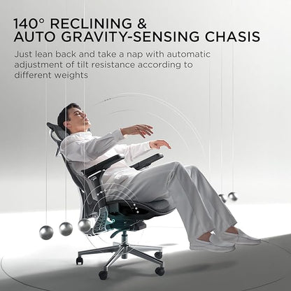 Hbada E3 Pro Ergonomic Office Chair, Big and Tall Office Chair - with 3-Zone Dynamic Lumbar Support, 4D Adjustable Headrest, 6D Adjustable Armrests, Swivel, Black(No Footrest)