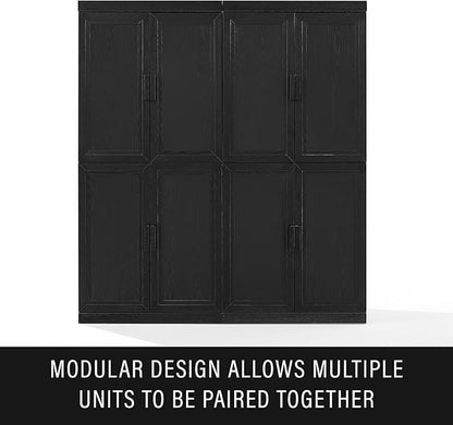 Crosley Furniture Essen Kitchen Pantry Storage Cabinet with Doors and Shelves, Entryway, Bathroom, Black