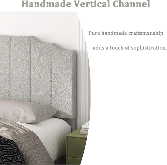 King Size Headboard Only, Linen Wall Mounted Headboard King for Adjustable Bed Modern Upholstered Head Board Easy Assembly, Linen Gray