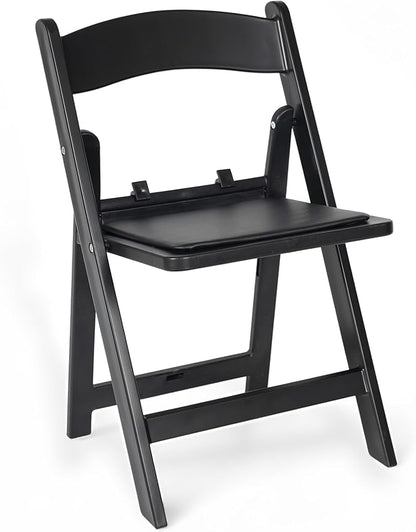 Flash Furniture Hercules Kids Black Resin Folding Chair with Black Vinyl Padded Seat