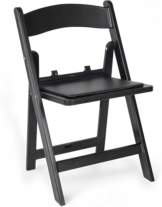Flash Furniture Hercules Kids Black Resin Folding Chair with Black Vinyl Padded Seat