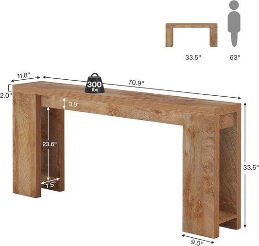 Tribesigns 70.9-Inch Long Console Table, Farmhouse Wooden Entryway Sofa Table Behind Couch, Narrow Entry Console for Living Room, Hallway, Entrance, Foyer