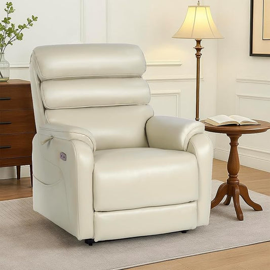 EONIX Large Lay Flat Power Lift Recliner Chair for Elderly, Oversized Electric Lift Chairs, 400lbs Heavy Duty Power Recliner with Heat and Massage, SLRY022063, Cream White