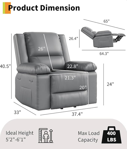 GarveeHome Power Lift Recliner Chair - Heat and Massage, Faux PU Electric Lift Recliner for Elderly & Mobility Impaired, Adjustable Back and Legs, Heavy Duty Lift Chair for Seniors
