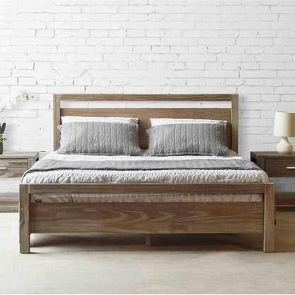 Grain Wood Furniture Loft Queen Size Solid Wood Bed, Acacia