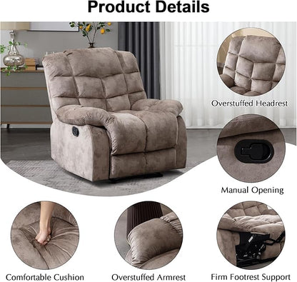 CANMOV Manual Reclining Sofa Set,2 Pieces Sofa Furniture Set for Living Room, Manual Recliner Sofa and Recliner Chair with Arms for Living Room, Bedroom, Light Brown (1+3)