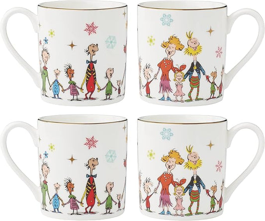 Lenox 895054 Merry Grinchmas Mugs, Set of 4, 14oz, Christmas Drinkware, Holiday Hosting