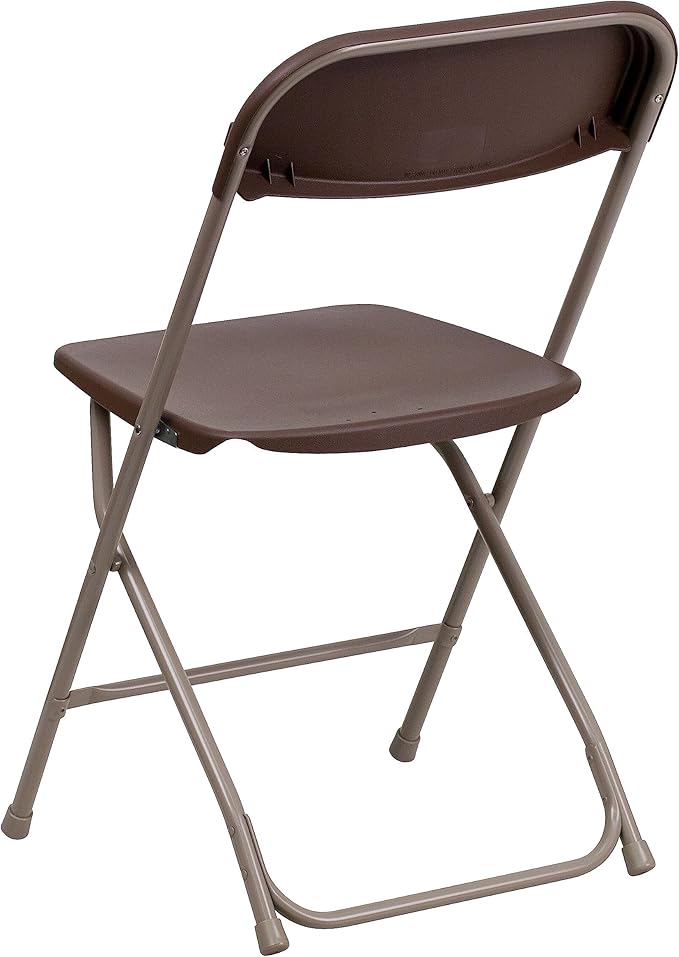 Flash Furniture Hercules Series Plastic Folding Chair - - Brown - 650LB Weight Capacity Comfortable Event Chair - Lightweight Folding Chair -