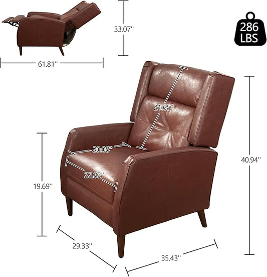 Art Leon Mid Century Modern Accent Chair - Faux Leather Armchair with Ottoman Modular Single Sofa Adjust The Seatback Chair Comfy Lounge Side Chair for Bedroom Living Room, Brown