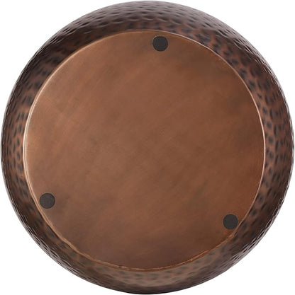 BIRDROCK HOME 20 in Metal Storage Side Table | Hammered | 15.96 in D | End Tables | Home Furniture | Removable Lid | Copper Antique