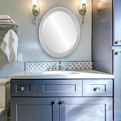 OVALCREST Oval Beveled Wall Mirror for Home Decor - Toronto Style - Silver Spray - 26" x 20"
