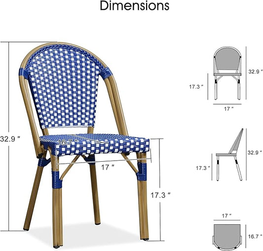 PURPLE LEAF 9 Pieces Outdoor Dining Set Patio Furniture Set with Aluminum Table and French Bistro Chairs for Garden Backyard Deep Blue Patio Dining Set