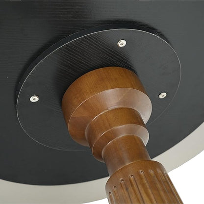 Sintered Stone Office Table and Chair Set - 33.5" Round Table for Small Offices (Light Brown Leg and Black Top, 1 Table and 4 Chairs)