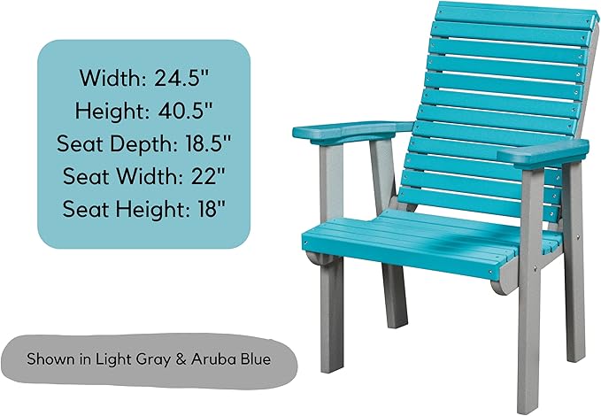 DutchCrafters Modern Horizontal Slat High Back Poly Outdoor Patio Chair (Tudor Brown & Weatherwood)
