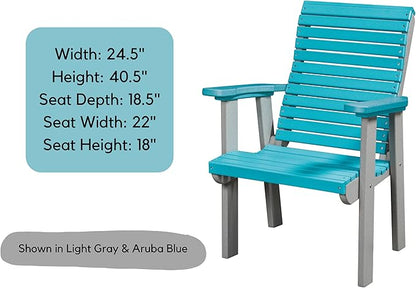 DutchCrafters Modern Horizontal Slat High Back Poly Outdoor Patio Chair (Black & Weatherwood)