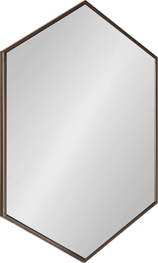Kate and Laurel McNeer Modern Wall Mirror, 31 x 22, Bronze, Geometric Hexagon Mirror for Wall
