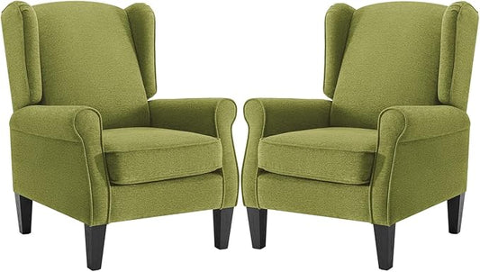 Accent Chair for Living Room Set of 2, High Back Reading Armchairs with Removable Seat Cushion, Mid-Century Single Couch in Fabric, Modern Ergonomic Wingback Chair for Bedroom,Club, Balcony