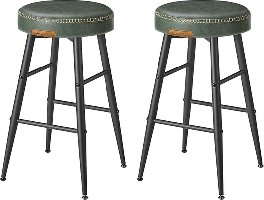 VASAGLE EKHO Collection - Bar Stools Set of 2, Counter Height Bar Stools, Kitchen Counter Stools, Mid-Century Modern Backless Counter Stools, 24.8-Inch Tall, Kitchen Island Home Bar, Forest Green