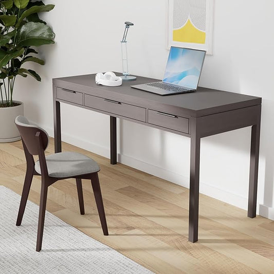 SIMPLIHOME Hollander Desk - 60-Inch Wide Solid Wood Writing Desk in Warm Walnut Brown, Contemporary Home Office Computer Table for Workspace or Study with 2 Drawers and Flip-Down Keyboard Tray