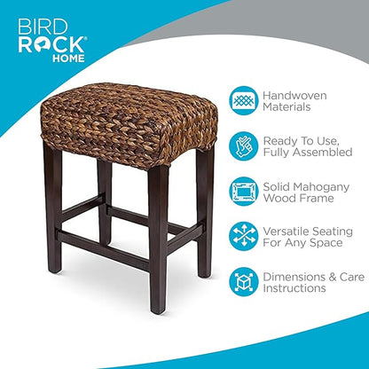 Bird Rock Home Seagrass Backless Counter Stool | Set of 2 | Handwoven | Natural Fibers | Fully Assembled