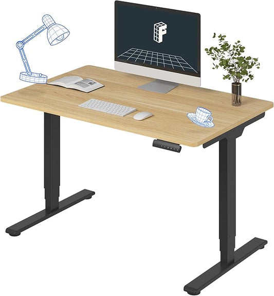 FLEXISPOT E6 3-Stage Dual Motor Electric Standing Desk 48 x 30 Sit Stand Up Desk, Holds 220 lbs, Adjustable Height w/Memory Presets, One-Piece Maple Desktop & Black Frame, Ships in 2 Boxes
