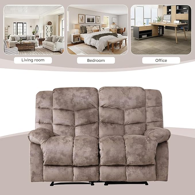 EBELLO Reclining Living Room Set, Includes One Seat Manual Recliner, Loveseat Recliner Sofa and 3PC Bonded Manual Sofa Couch, Brown