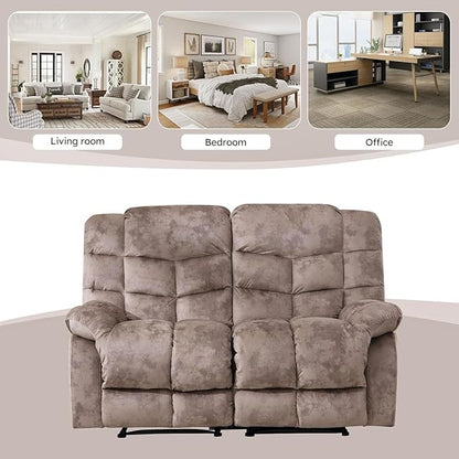 EBELLO Reclining Living Room Set, Includes One Seat Manual Recliner, Loveseat Recliner Sofa and 3PC Bonded Manual Sofa Couch, Brown