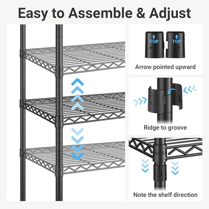 VIPEK S1 Shoe Rack, 8-Tier Metal Durable Shoe Organizer, Heavy Duty Large Capacity Up to 24 Pairs, Adjustable & Detachable Shoe Shelves for Entryway/Bedroom/Closet, Holds Up to 544 lbs, Black