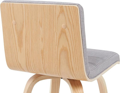 Vienna Modern Counter Height Swivel Bar Stool with Grey Upholstered Seat and Patterned Oak Wood Frame Set of 3