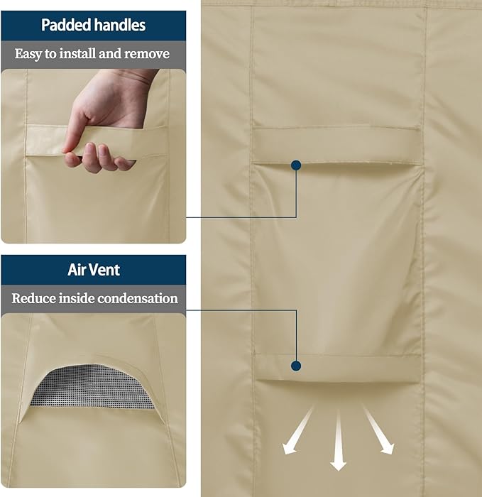 Easy-Going Round Patio Furniture Cover Waterproof Outdoor Dining Table and Chair Cover Anti-UV Outside Sectional Sofa Set Covers (96"DIA x 28"H, Camel)