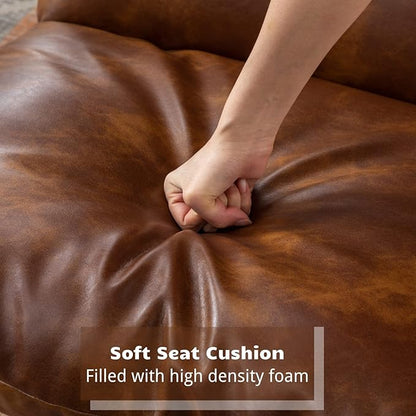 HEAH-YO Modern Accent Chair Set of 1, PU Faux Leather Lounge Chair with Soft Seat Cushion and Solid Metal Frame, Comfy Living Room Chair Reading Chair for Bedroom, Brown