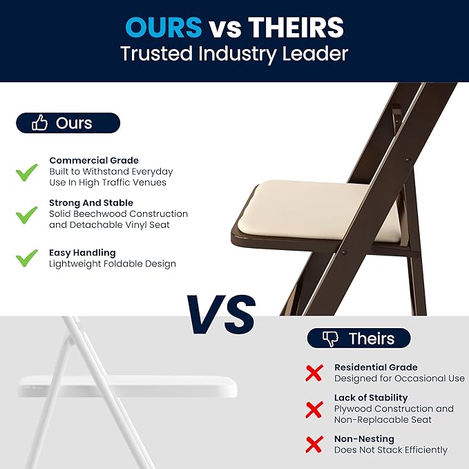 Flash Furniture HERCULES Series Fruitwood Wood Folding Chair with Vinyl Padded Seat