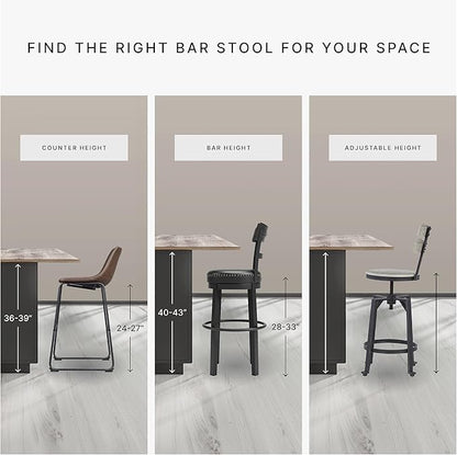 Signature Design by Ashley Centiar Modern Faux Leather 29" Pub Height Bar Stool, Set of 2, Gray