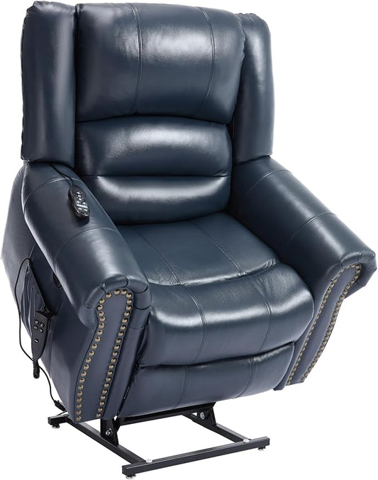 Recliner Chairs for Adults, Oversized Bedroom Chair with Massage, Sofa Chair Home Theater Seating with Lumbar Support, Lift Chair for Elderly, Nursery Chair for Living Room (Genuine Leather)