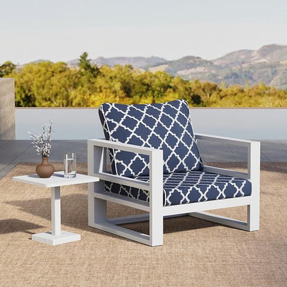 Outdoor Cushion Set for Patio Furniture Deep Seat Chair Cushions Weather Resistant Sofa Chair Pad, 24.4x23.6 Inch, Blue Diamond