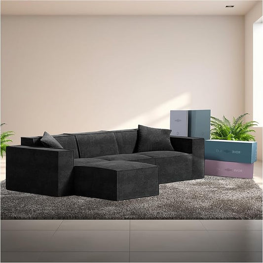 ROVE LAB M1 Modular Sectional Sofa with Ottoman, Sofa in a Box, PetFriendly Modular Couch, Spill-Resistant,Sustainable, Stylish, Modern Sectional Couch for Living Room with SmartFoam Comfort