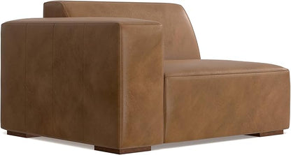 SIMPLIHOME Rex Modular Sofa and Ottoman Set in Full-Grain Genuine Leather, Caramel Brown, 88-inch-Wide 2-Seater Leather Couch and Matching 34-inch-Wide Table Ottoman for Living Room