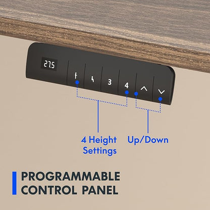 FLEXISPOT E3 Dual Motor Electric Standing Desk 55 x 28 Sit Stand Up Desk, Holds 220 lbs, Adjustable Height w/ Memory Presets, One-Piece Brown Wood Grain Desktop & Black Frame, Ships in 2 Boxes