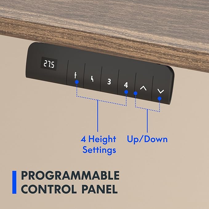 FLEXISPOT E3 Dual Motor Electric Standing Desk 48 x 30 Sit Stand Up Desk, Holds 220 lbs, Adjustable Height w/Memory Presets, One-Piece Brown Wood Grain Desktop & Black Frame, Ships in 2 Boxes