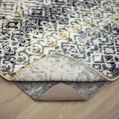 Mohawk Home 3' x 12' Non Slip Grip Rug Pad 3/8" Thick Dual Surface Felt Cushion + Rubber Gripper - Safe for All Floors