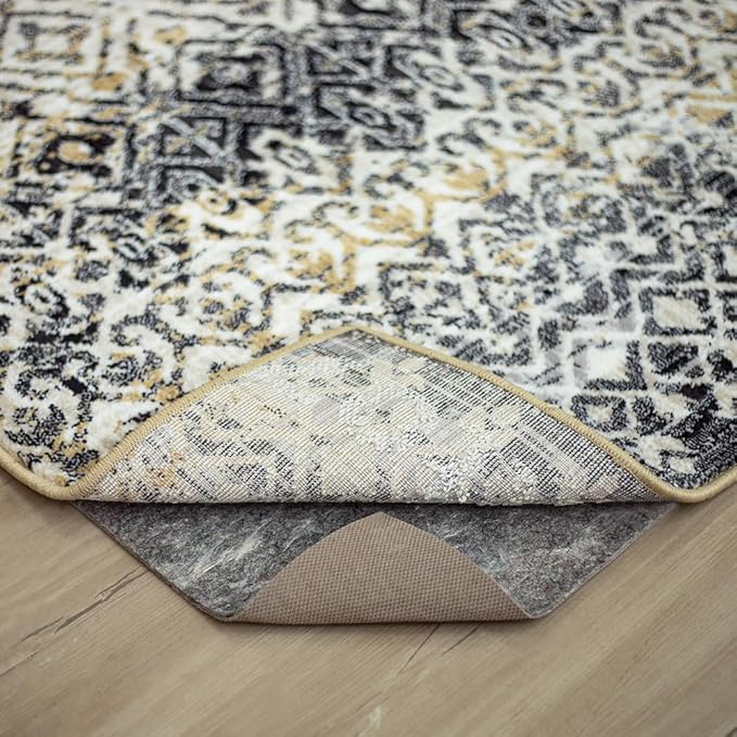 Mohawk Home 2' x 6' Non Slip Grip Rug Pad 3/8" Thick Dual Surface Felt Cushion + Rubber Gripper - Safe for All Floors