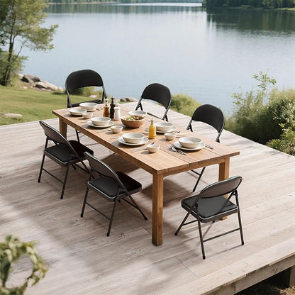 8 Pack Black Folding Chairs with Padded Cushion for Outside, Portable Stackable Commercial Metal Foldable Chairs with Steel Frame for Home Events Office Wedding Party, 350lbs Capacity