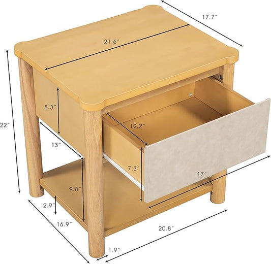 Christopher Knight Home Zeri Bedroom Nightstands Set of 2, Wood Nightstand with Drawers, Small Bedside Table Set of 2, End Table for Living Room, Multipurpose Storage Cabinet, Natural + Beige