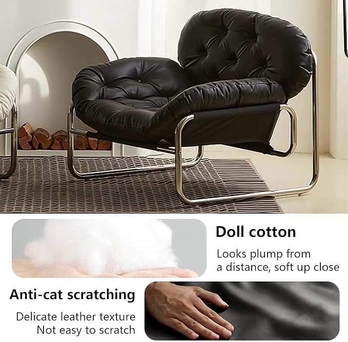 Thick Cushioned Recliner Sofa, Lazy Chair with Upholstery and Footrest, for Living Room, Bedroom, Dorm Brown B