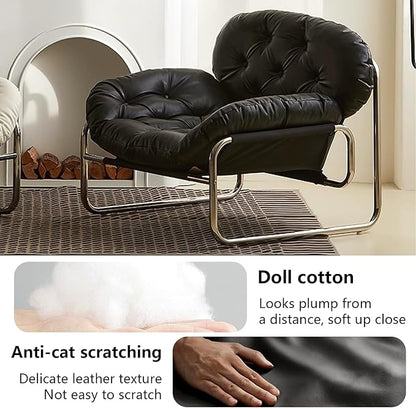 Thick Cushioned Recliner Sofa, Lazy Chair with Upholstery and Footrest, for Living Room, Bedroom, Dorm Brown A
