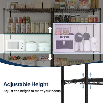 Whitmor 4 Tier Storage Shelves with Wheels, Heavy Duty Metal Shelving Unit, 625 lbs Capacity per Shelf, 2500 lbs Total for Kitchen, Garage, Plant, 55" L x 24" W x 72" H, Black